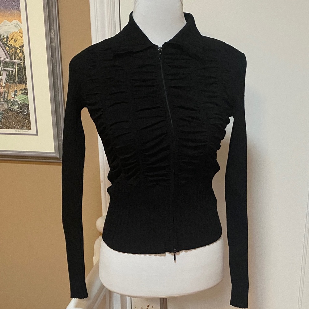 Elegant Black Ruched Sweater